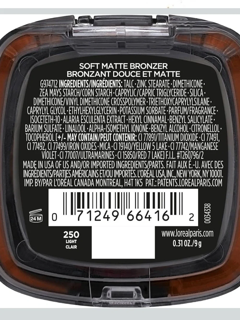 L'Oréal Infallible 24H Fresh Wear Soft Matte Bronzer - 250 Light, NEW